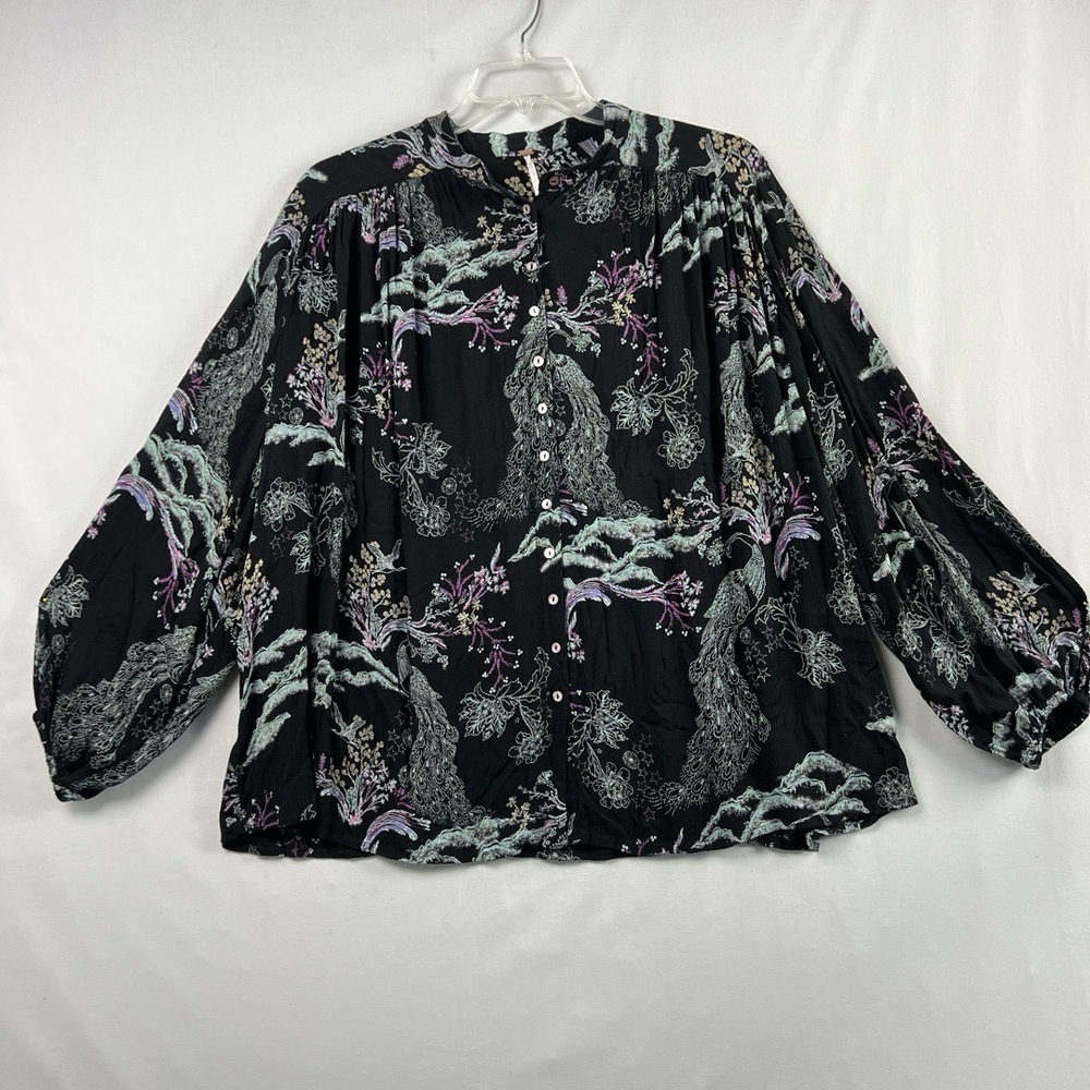 Free People Babydoll Top Womens Small Relaxed Oversized Blouse Goth